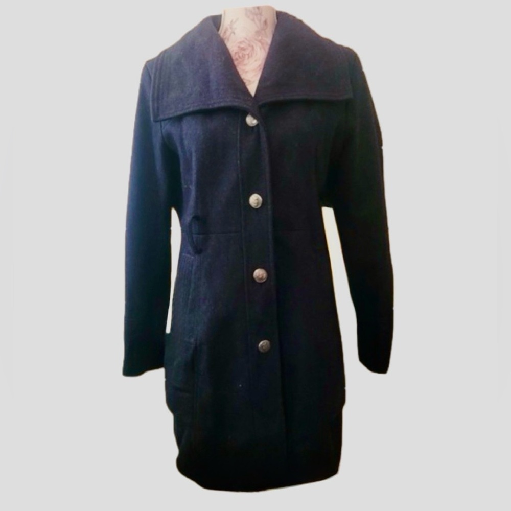 GUESS Los Angeles wool blend black pea/trench coat Women’s size large